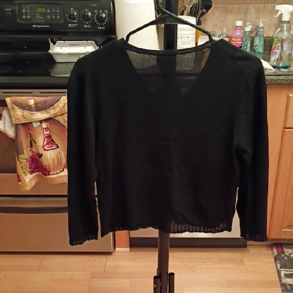 Eileen Fisher Classic Black V-Neck Sweater - Picture 7 of 9